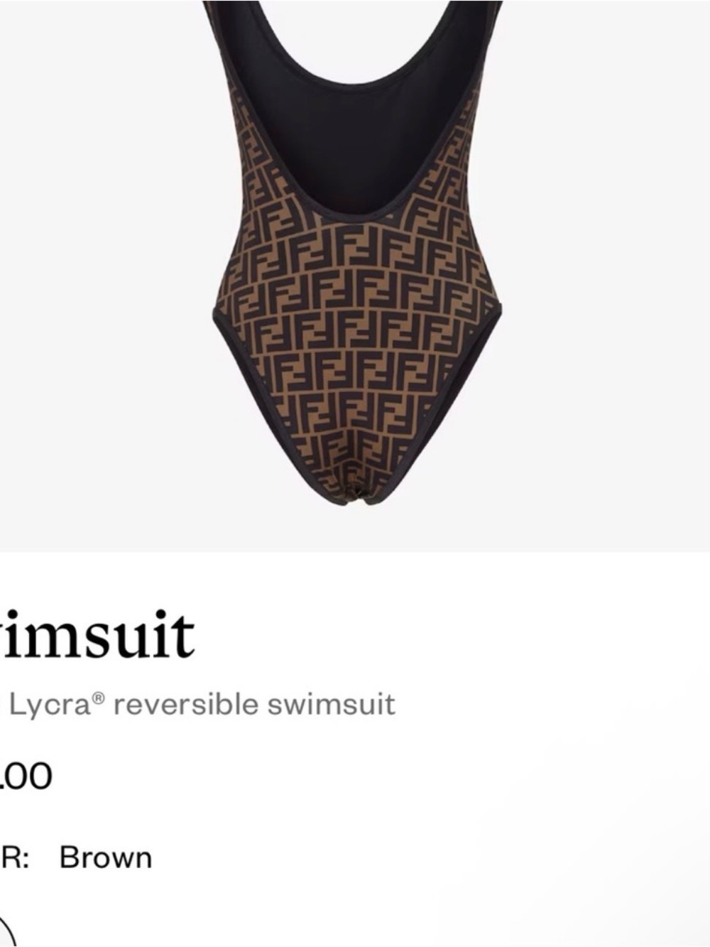 Fendi Brown and Black FF Logo One-Piece Swimsuit